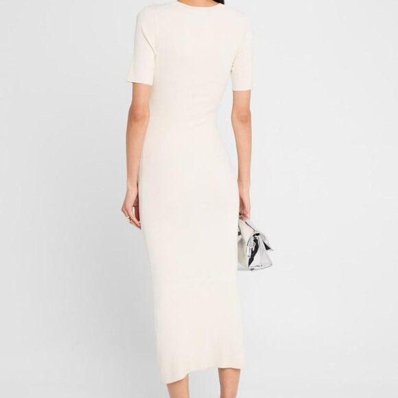 NEW NWOT Enza Costa Silk Sweater Rib Half Sleeve Dress in Off White FWRD MAXI - Picture 2 of 4